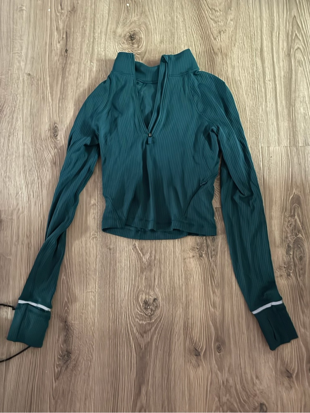 Lulu Lemon Women's Teal Quarter-Zip Ribbed Performance Top